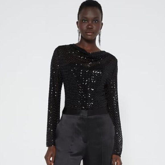 ZARA SEQUIN MESH TOP - Picture 5 of 10
